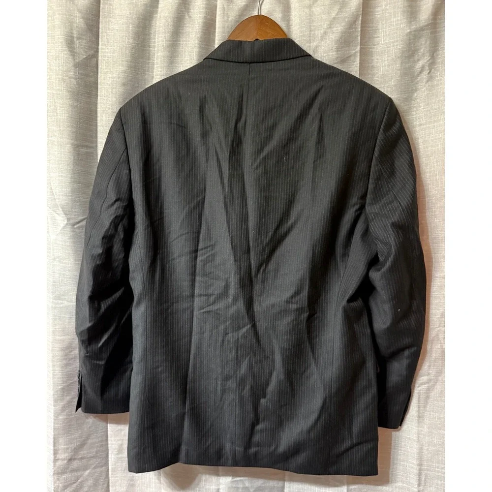 Calvin Klein Men's Blazer Medium Striped Black Pin Strip 100% Wool Single Breast